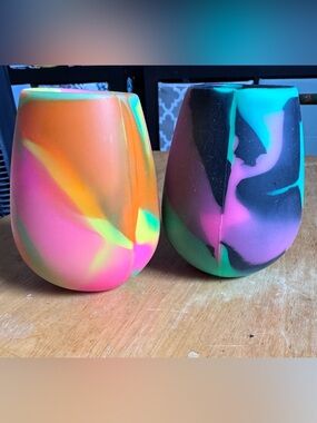 Colorful Swirl Silicone Wine Tumblers - Set of 2